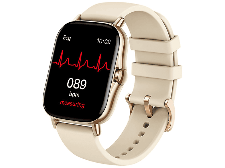 ENBAOXIN Smartwatch,Fitness,Intelligente EKG-Sportuhr – Stilvoll, Gold mm, gesundheitsbewusst Aluminium Smartwatch Silikon, und funktional 270