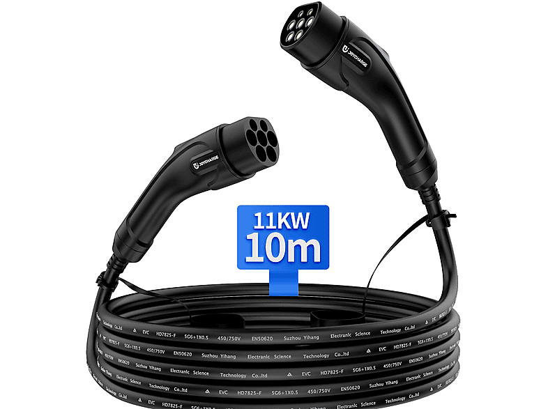 YTNE Joycharge-Serie AC011E-PP-002 Ladekabel für alle Hybrid- und Elektrofahrzeuge mit Typ 2-Ladebuchse, 11 kW, Kabellänge: 10 m | E-Auto Ladestationen