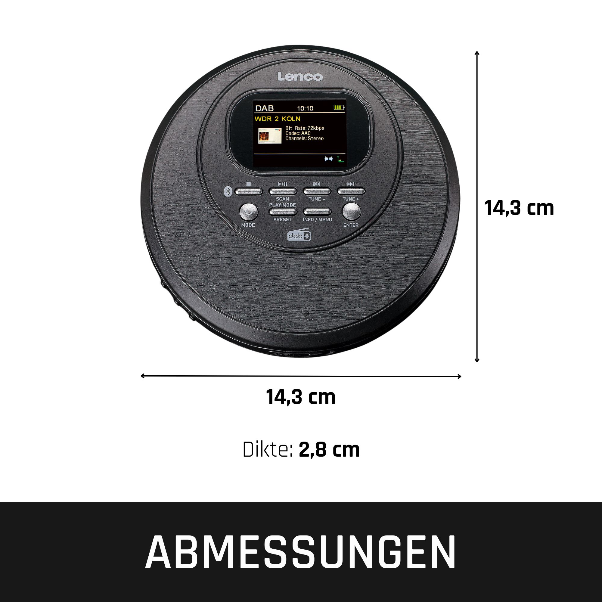 Przenośny odtwarzacz CD LENCO -500BK z radiem Bluetooth i DAB+/FM Ciemno szary