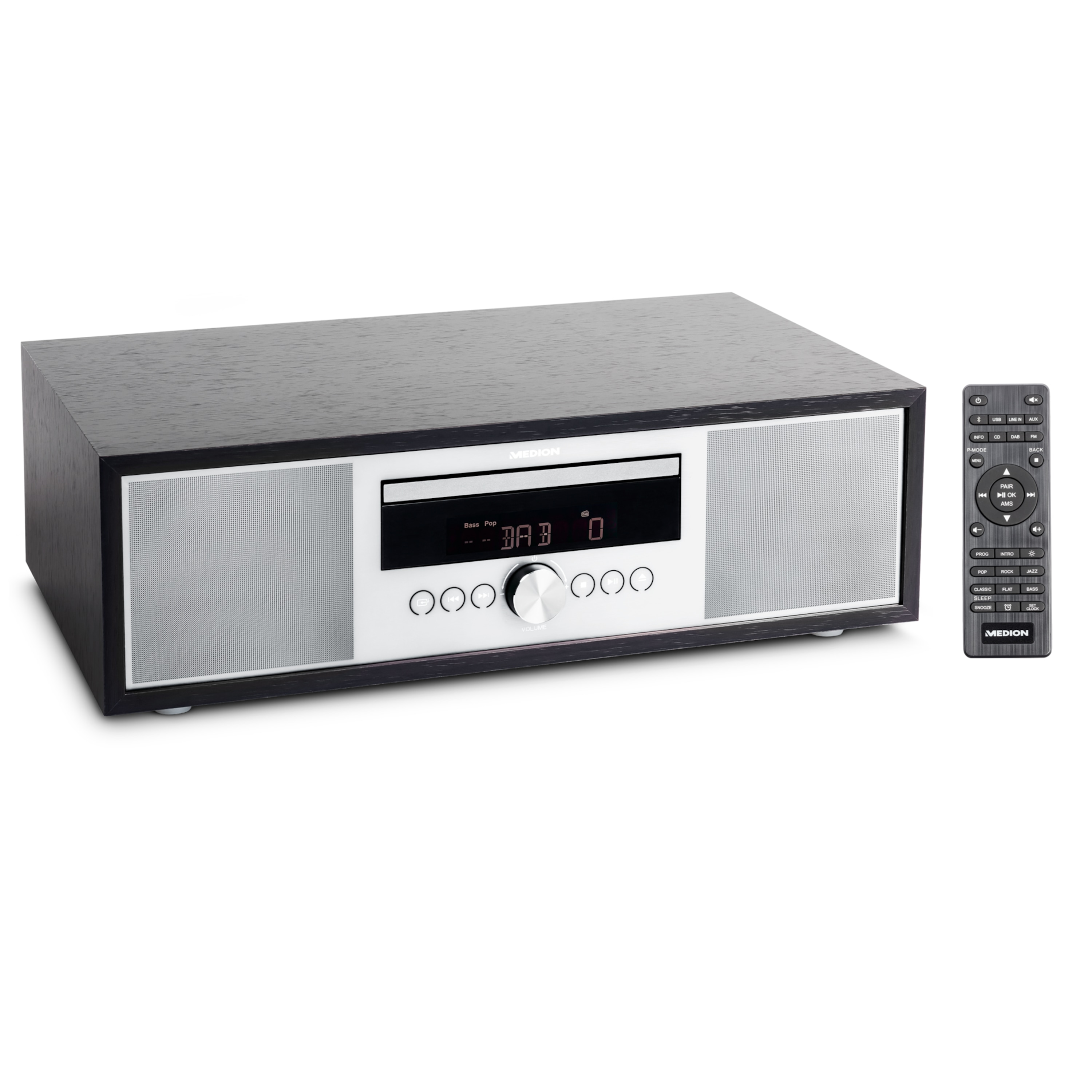 P64145, MEDION Radio USB, RMS W Stereo-Radio, x CD/MP3-Player, 2 LIFE® silber Bluetooth®, All-in-One 15 DAB+/PLL-UKW