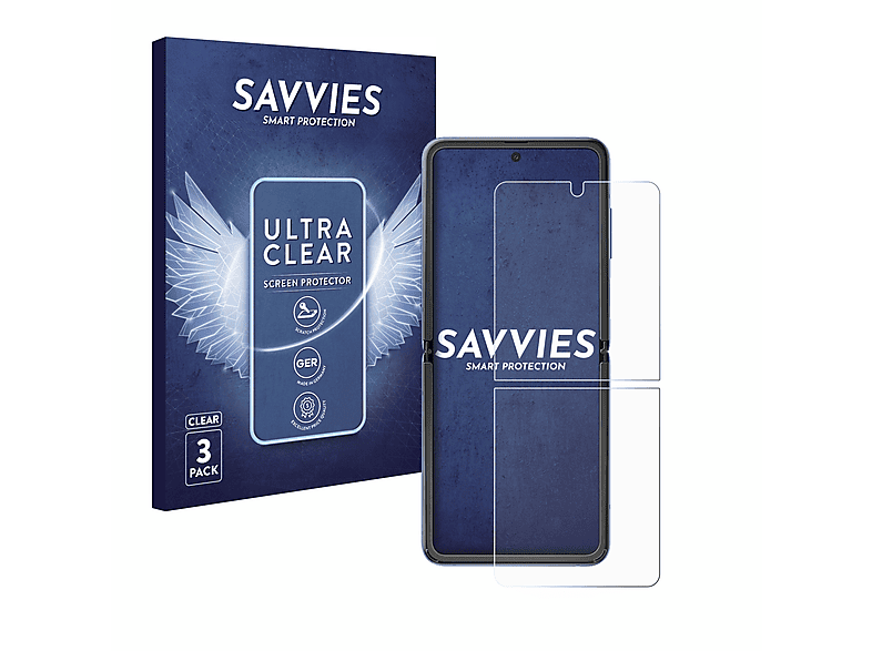 SAVVIES 6x klare Schutzfolie(für Samsung Galaxy Z Flip 5G)