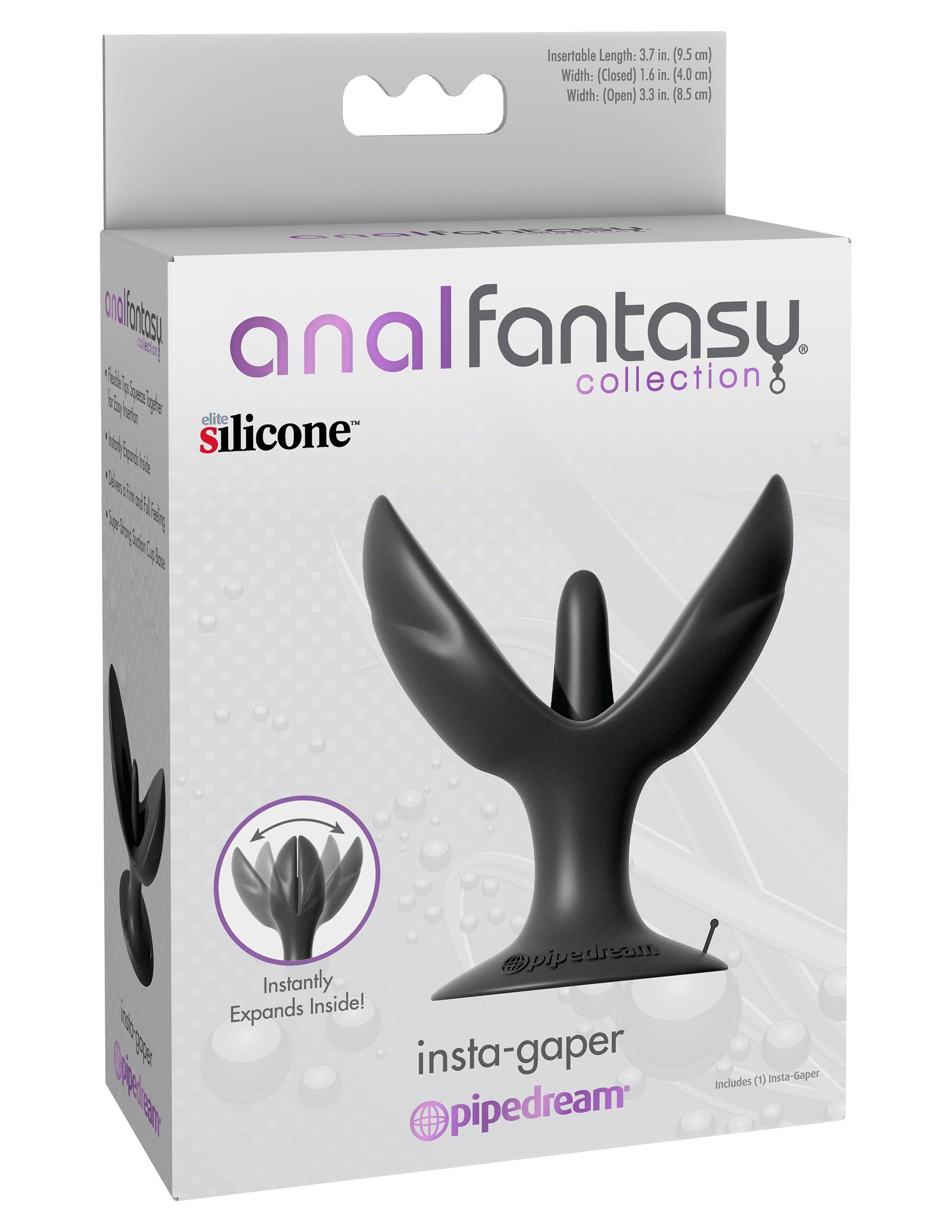 Weiße Box mit einem schwarzen Sexspielzeug darin. Auf der Box steht 'anal fantasy collection'.