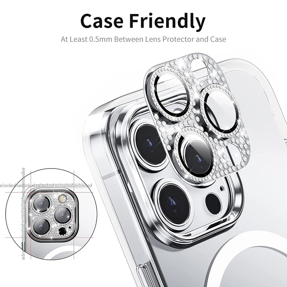 WIGENTO Deluxe Glitzer 15 Schutzglas(für H9 Kamera / Apple Hart iPhone Glas Max) Pro Pro