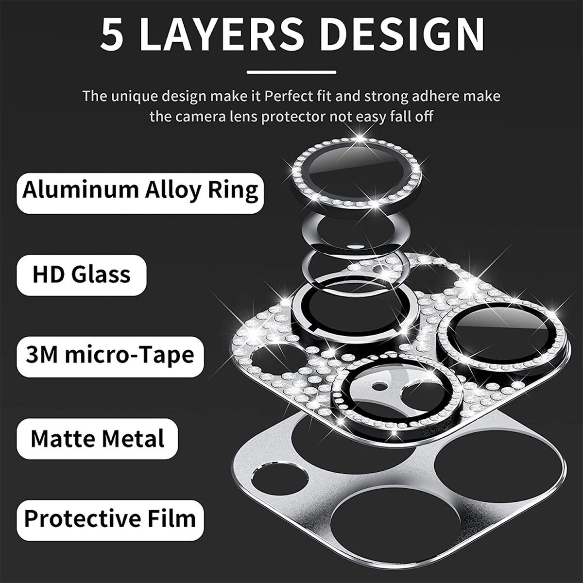 WIGENTO Deluxe Glitzer 15 Schutzglas(für H9 Kamera / Apple Hart iPhone Glas Max) Pro Pro