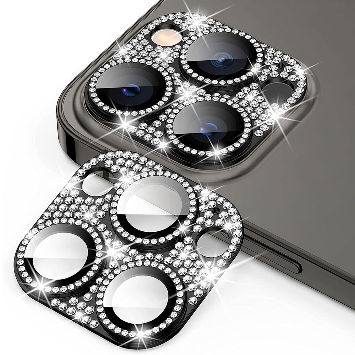 WIGENTO Deluxe Glitzer Hart Glas Pro Schutzglas(für Kamera iPhone H9 Pro Apple 15 / Max)