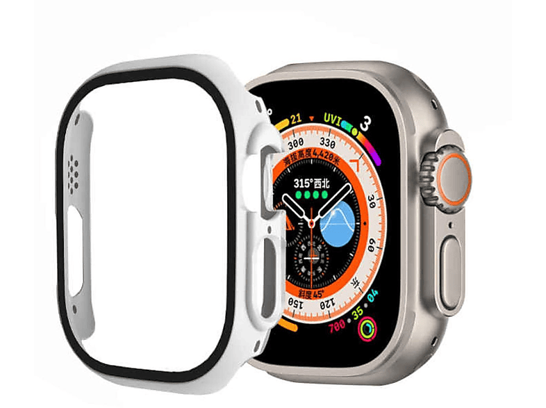 WIGENTO 2 in 1 360 Grad Hülle + H9 Hart Glas Panzer Folie Smartwatchhülle(für Apple Watch Ultra 1 + 2 49mm) | Smartwatch Schutzhüllen