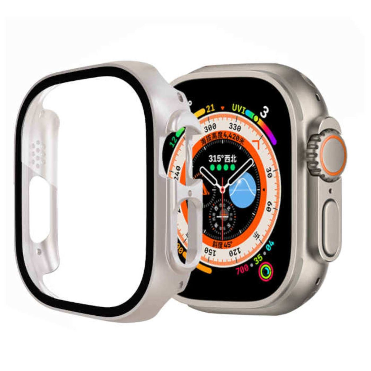 Grad + Hart Glas Watch 2 Ultra WIGENTO Smartwatchhülle(für 360 2 Folie + in Panzer Apple H9 1 1 Hülle 49mm)