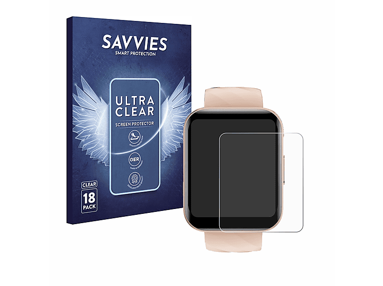 SAVVIES 18x klare Schutzfolie(für RUIMEN D1) | Smartwatch Schutzfolien & Gläser