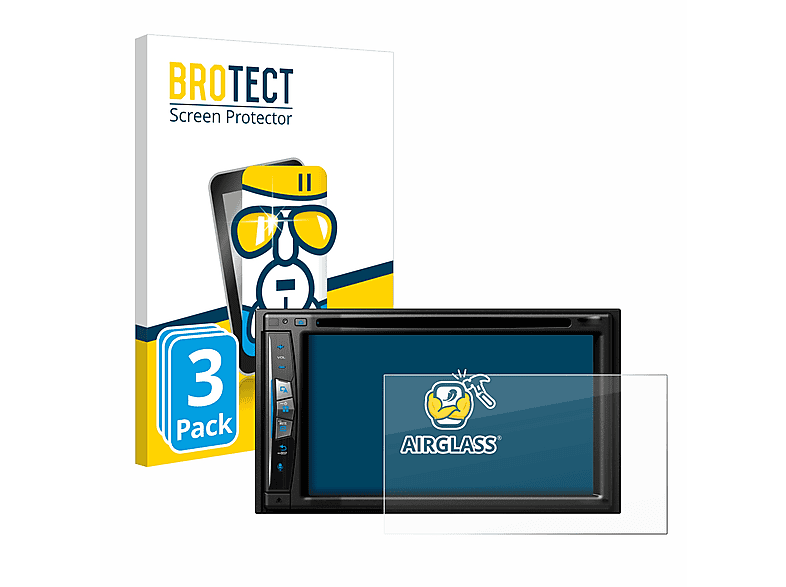 BROTECT 3x Airglass klare Schutzfolie(für Pioneer AVIC-Z710DAB-C)