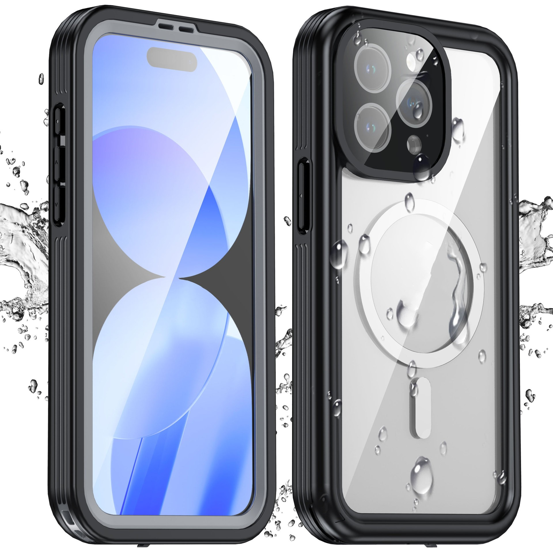 INF Wasserdichte Schutzhülle, Backcover, Schwarz/Grau iPhone15 pro, Apple