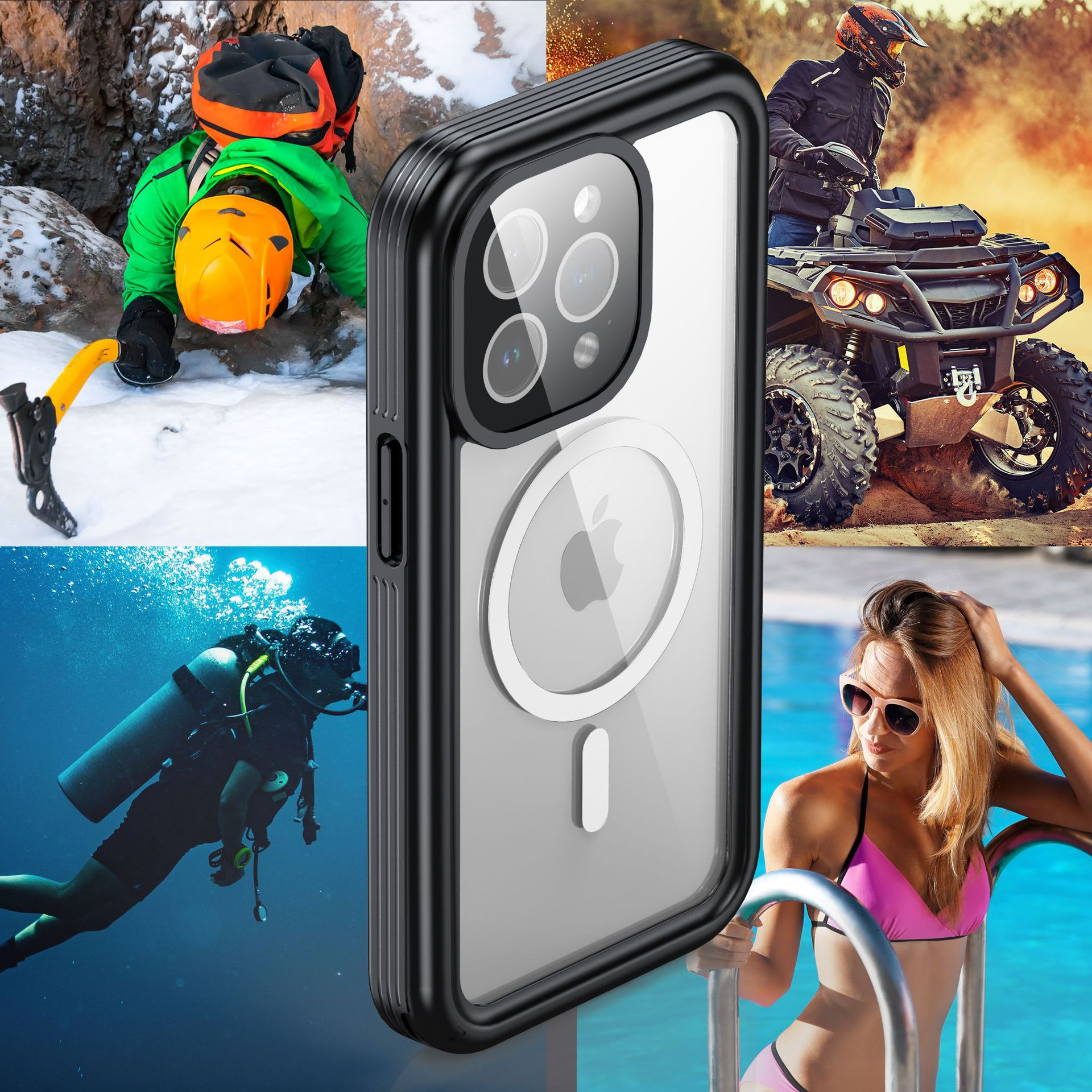 promax, iPhone15 Apple, Full Cover, INF 295303, Schwarz/Grau