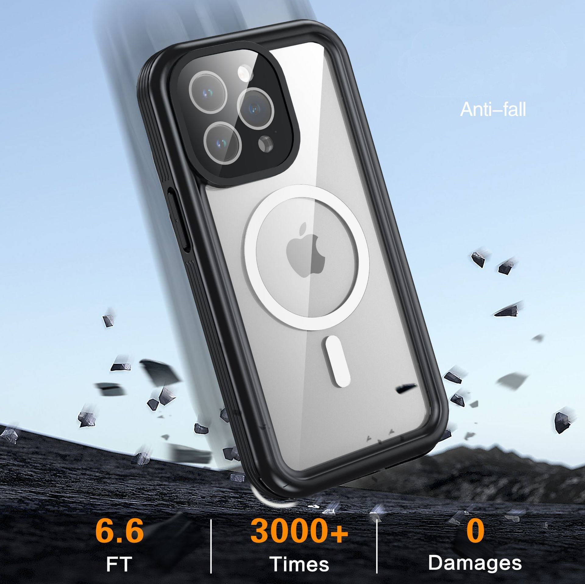 INF Wasserdichte Schutzhülle, Schwarz/Grau iPhone15 Backcover, Apple, pro