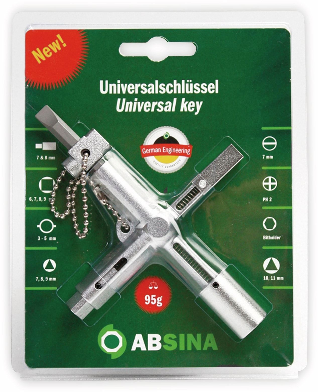 ABSINA Universal-Schaltschrank-Schlüssel X Key Plus 1002 Schlüssel, silber