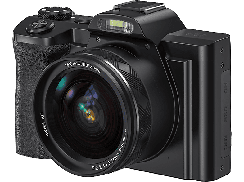 KINSI 5K Qualität,48MP,HD Digital,Anti-Shake,Reisen Spiegelreflexkamera schwarz