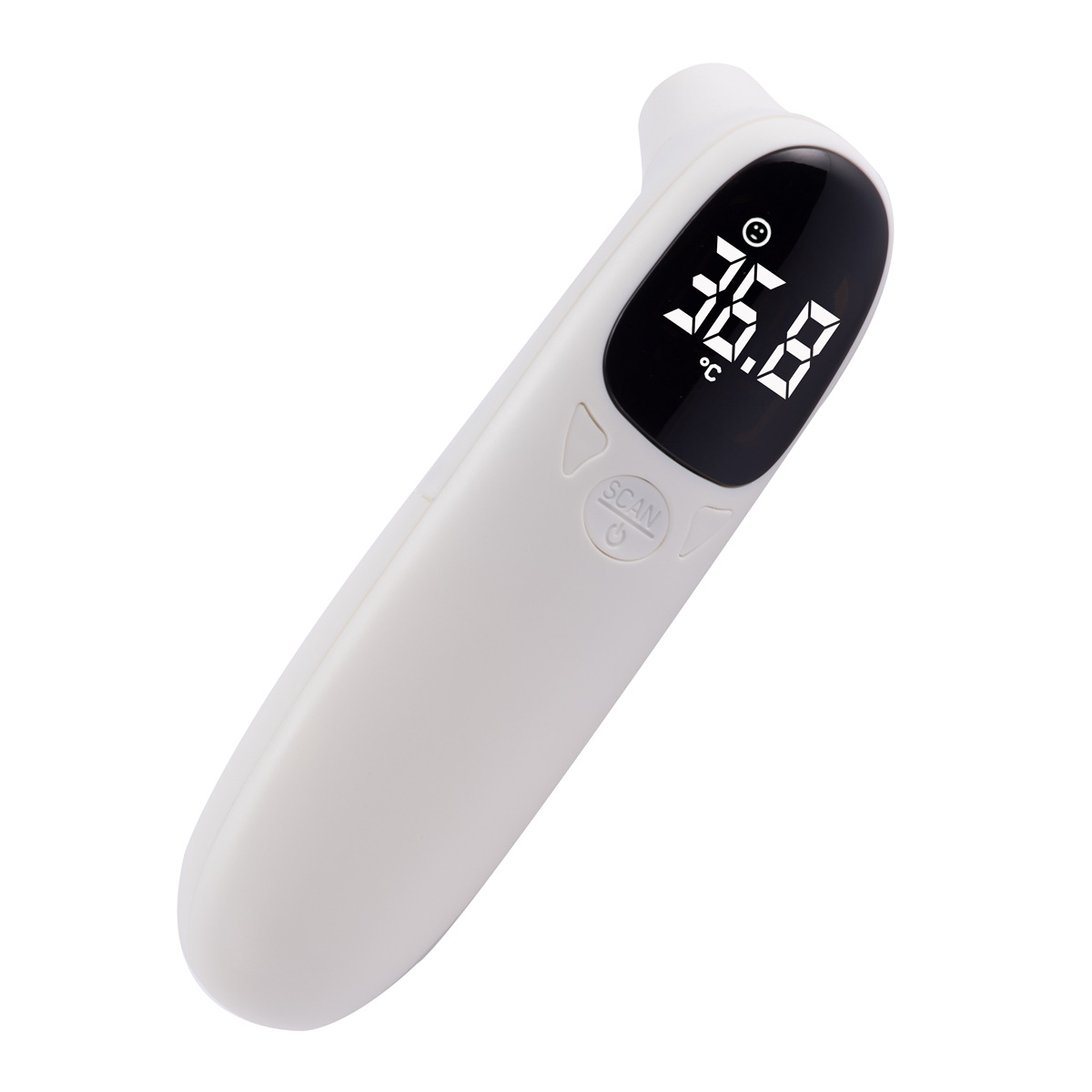 Ein weißes digitales Thermometer zeigt eine Temperatur von 36,8 Grad Celsius an.