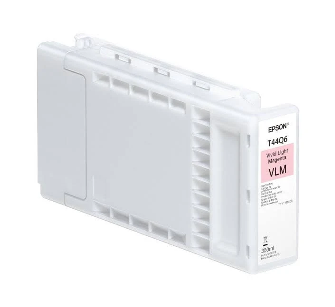 Żywy, jasny magenta wkład atramentowy Epson, na białym tle z etykietą. Widoczna nazwa marki.