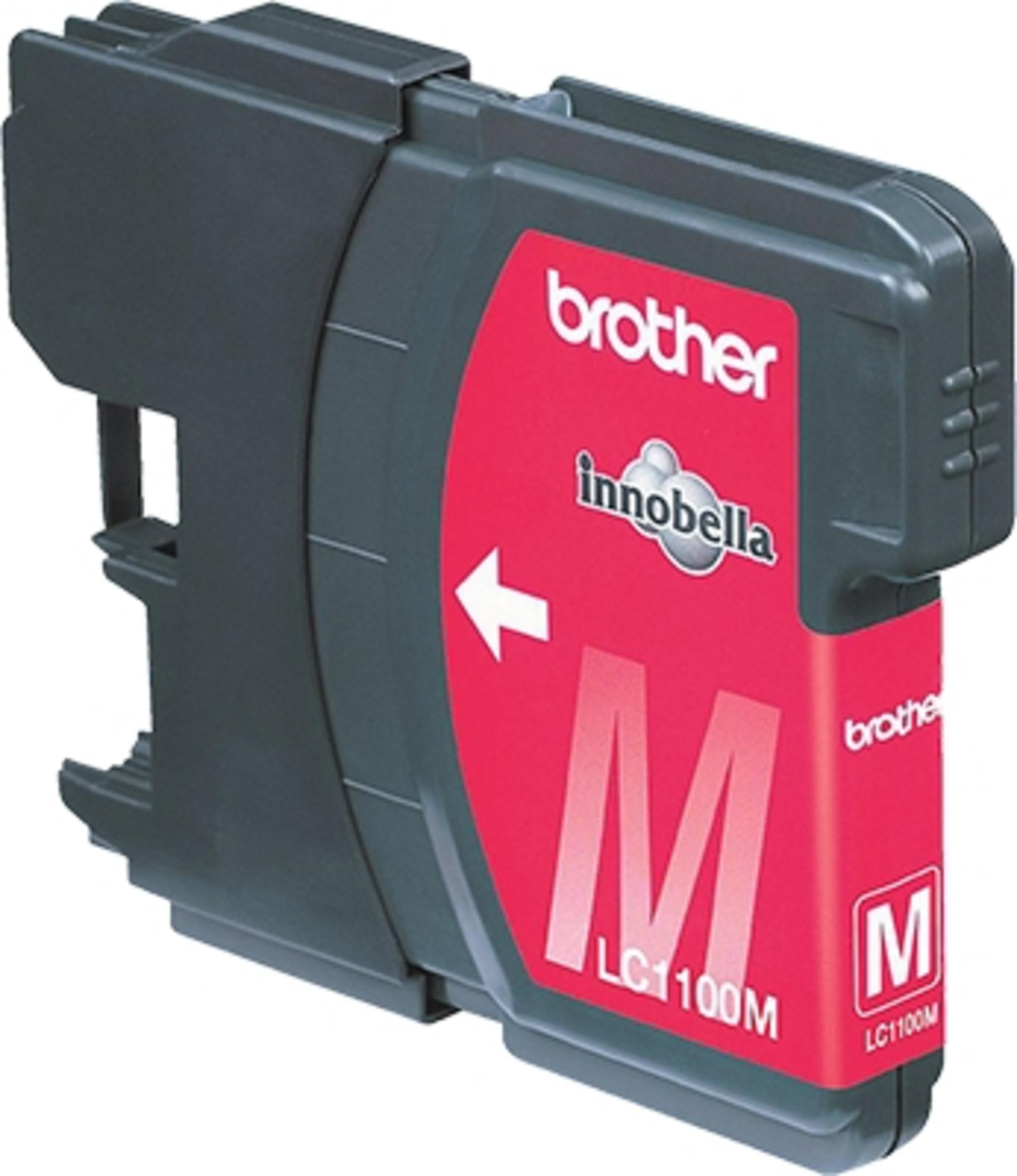 A Brother ink cartridge, magenta color, with "M" and "innobella" on it.