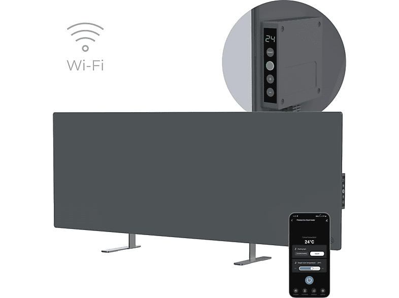 AENO Premium Ultra Eco (700 Wi-Fi LED-Heizung gehärtetes Smart Steuerung, Watt) dünn Infrarot-Heizstrahler Glas, energiesparend, GH5S