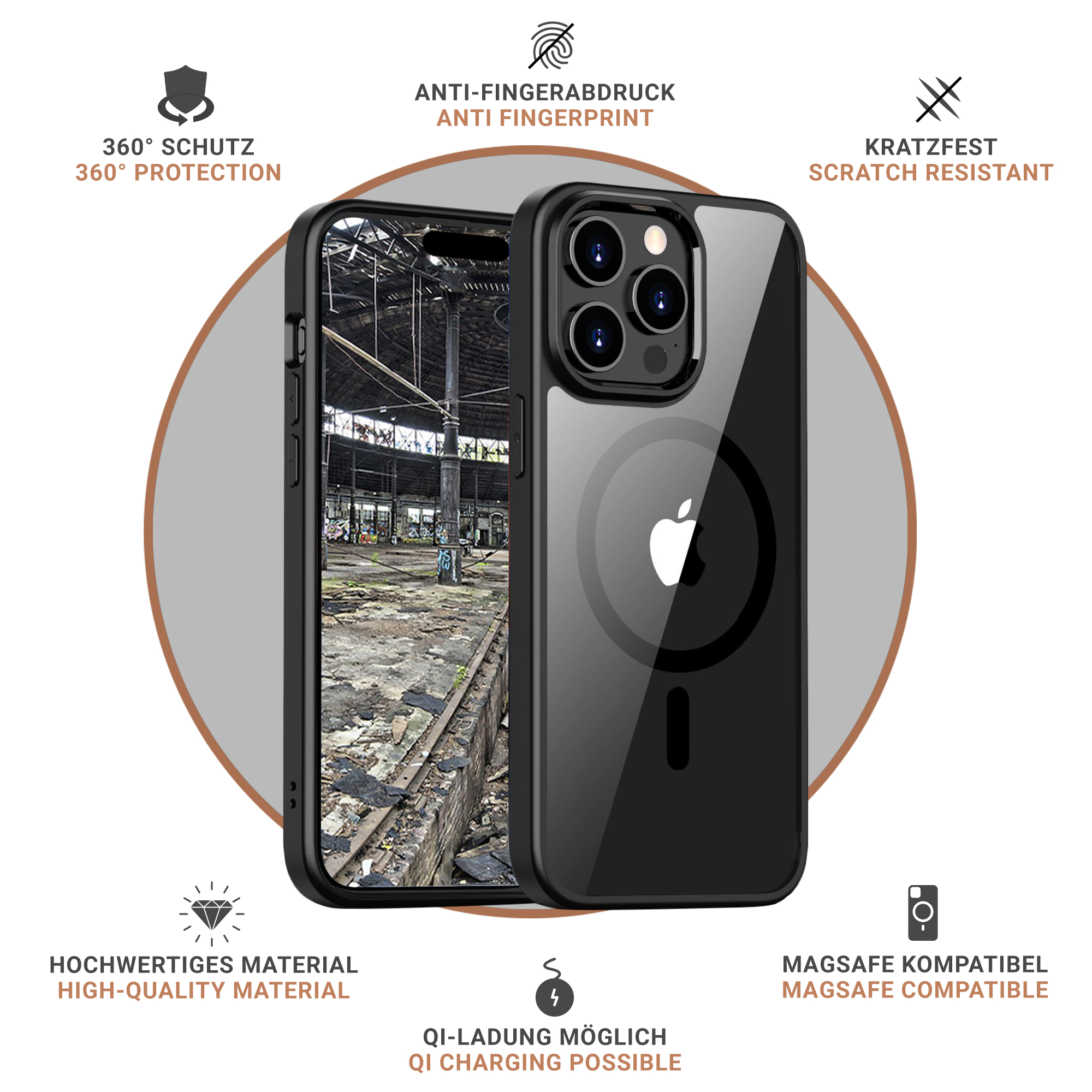 JT BERLIN Pankow transparent iPhone Backcover, Hybrid Pro, MagSafe, 15 Apple