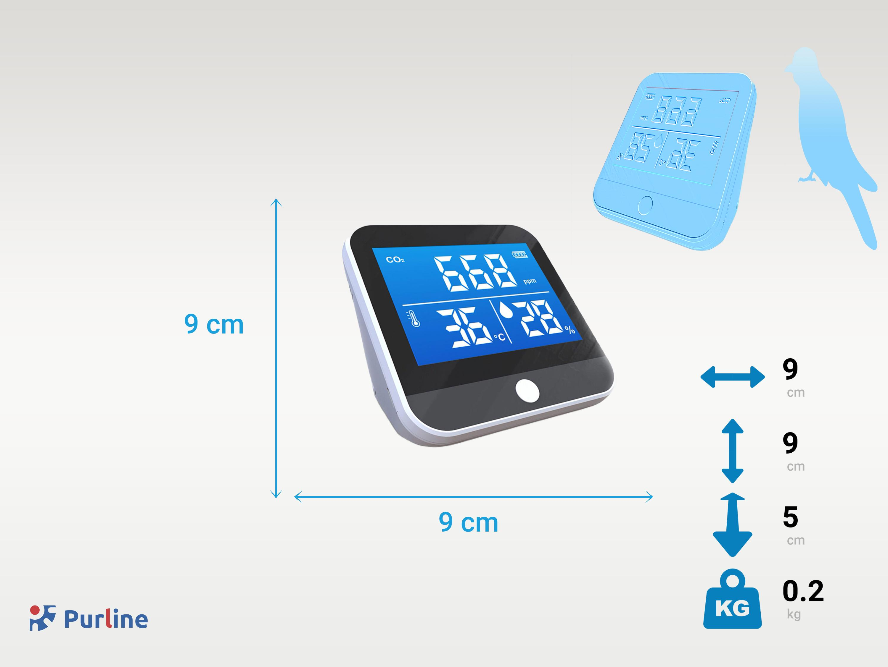 PURLINE und mit Temperatur- PM2-Sensor, Wetterstation Drahtlose Wetterstation Feuchtigkeitsmesser CO2-,