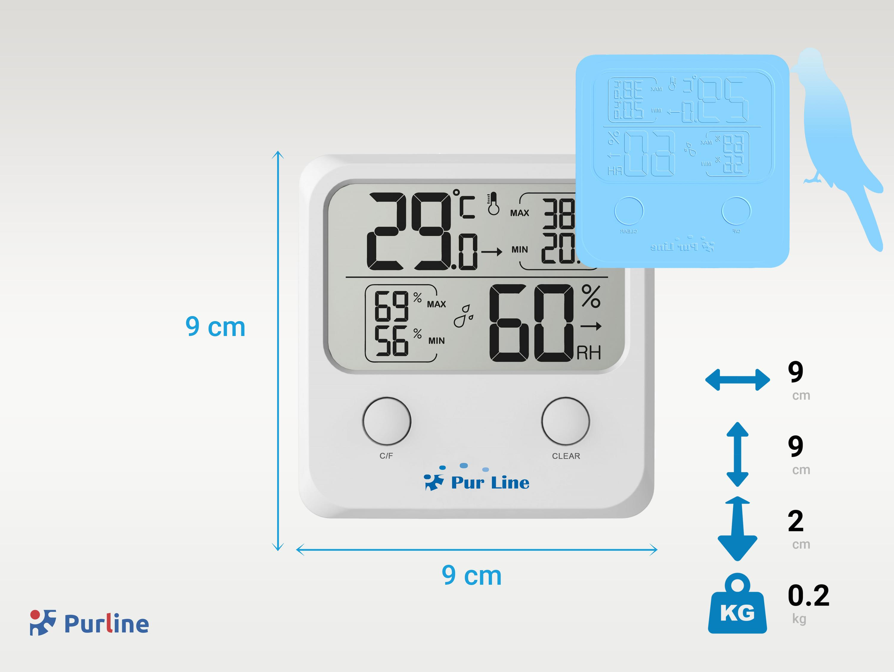 PURLINE Wetterstation Luftfeuchtigkeitsanzeige Indoor-Wetterstation Drahtlose mit und Temperatur-