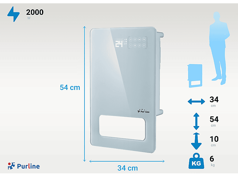 ZAFIR COMPACT W  Toallero Calefactor el�ctrico digital en cristal blanco