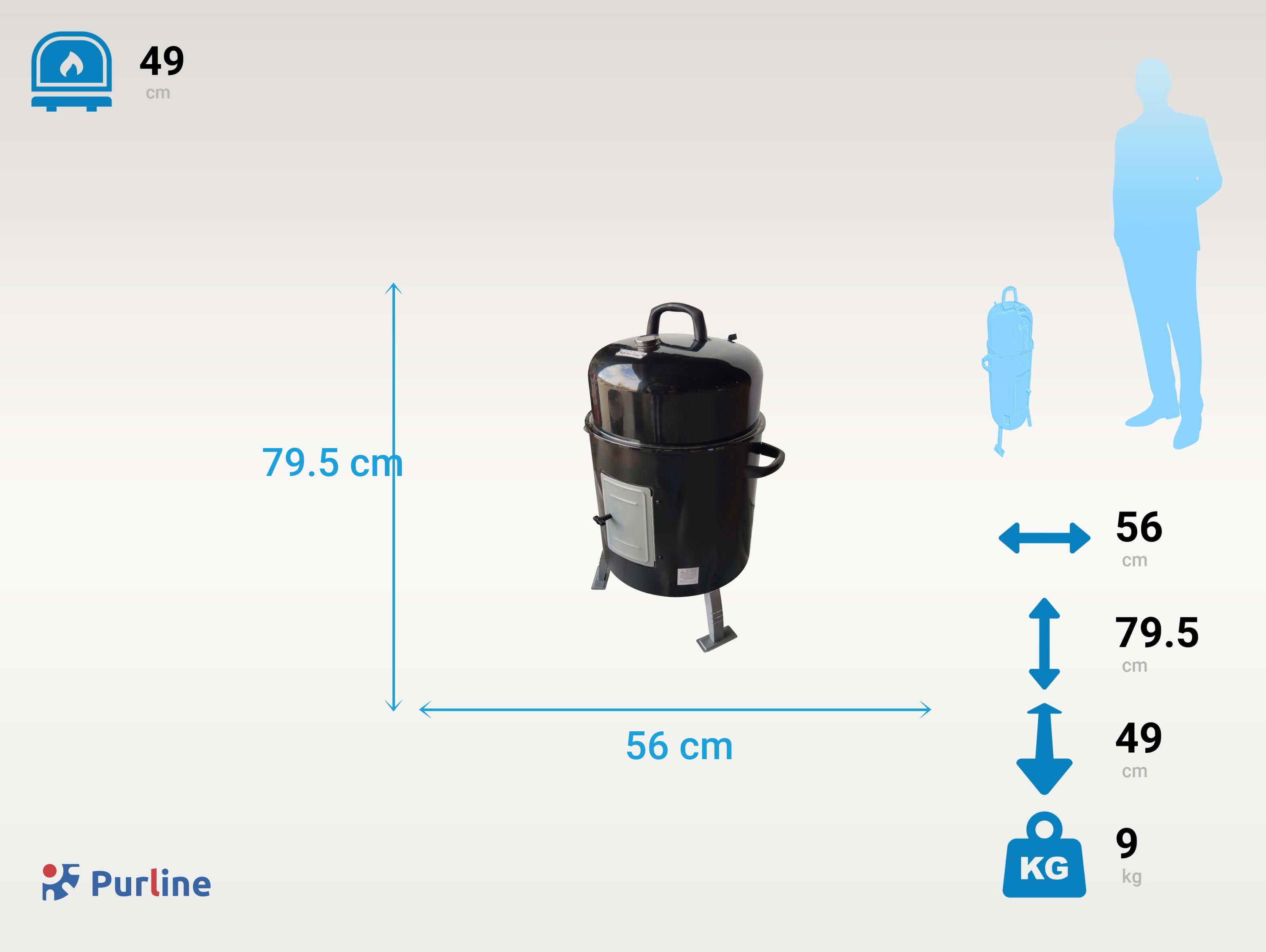 PURLINE Barbecue-Smoker Stahl Schwarz Grill, schwarzem aus