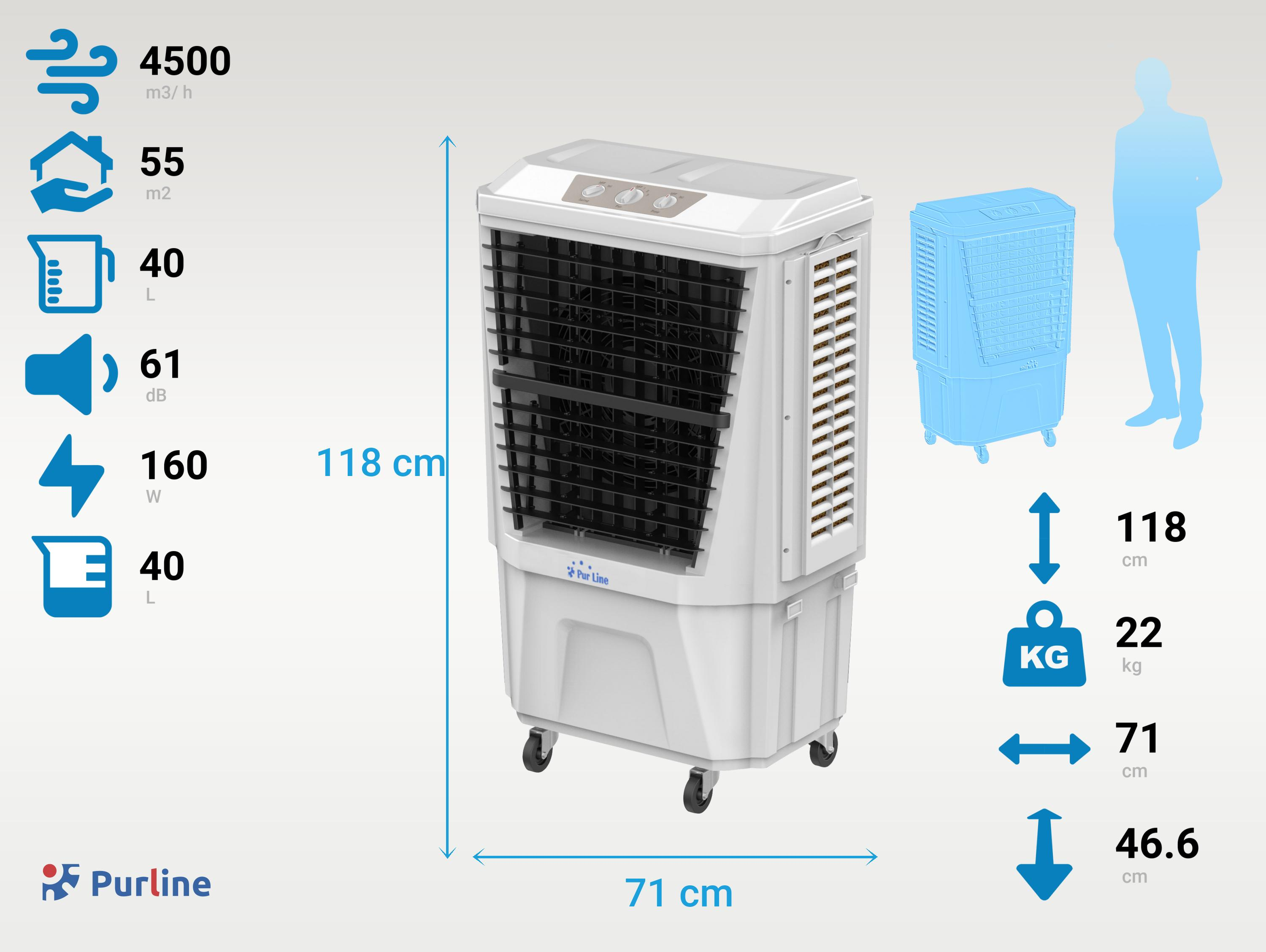 PURLINE Verdunstungskühler mit Geschwindigkeiten 3 Durchfluss, hohem und Luftkühler Zeitschaltuhr