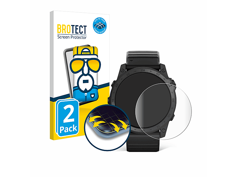 BROTECT Tactix 3D 2x Flex 7 Full-Cover Garmin AMOLED) Schutzfolie(für Curved