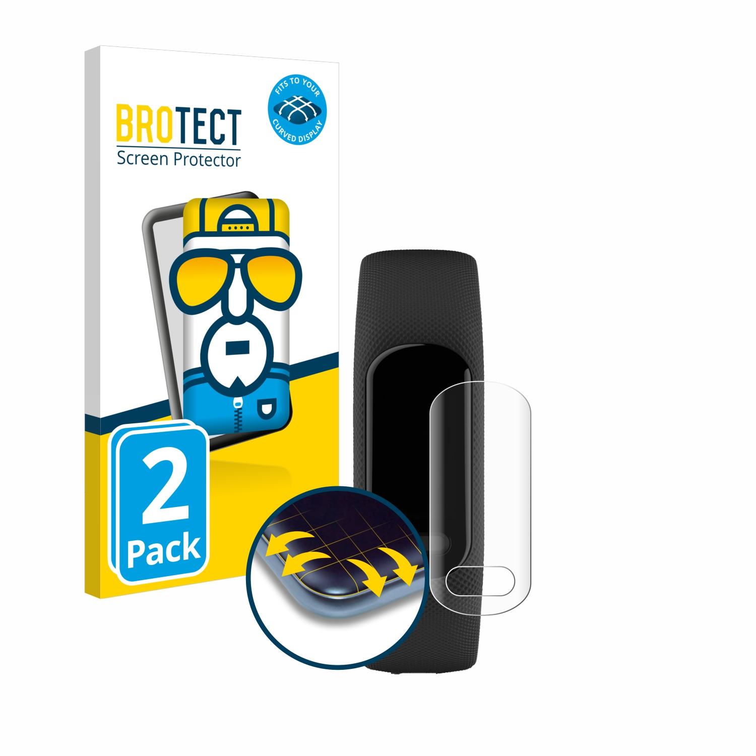 BROTECT 2x Flex Full-Cover 3D Vivosmart Garmin Curved 5) Schutzfolie(für