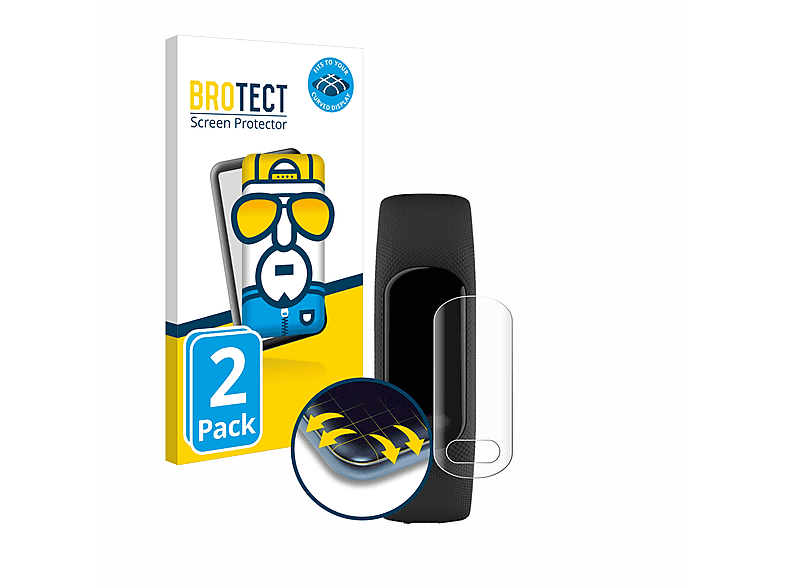 BROTECT 2x Flex Full-Cover 5) Curved Vivosmart Garmin Schutzfolie(für 3D