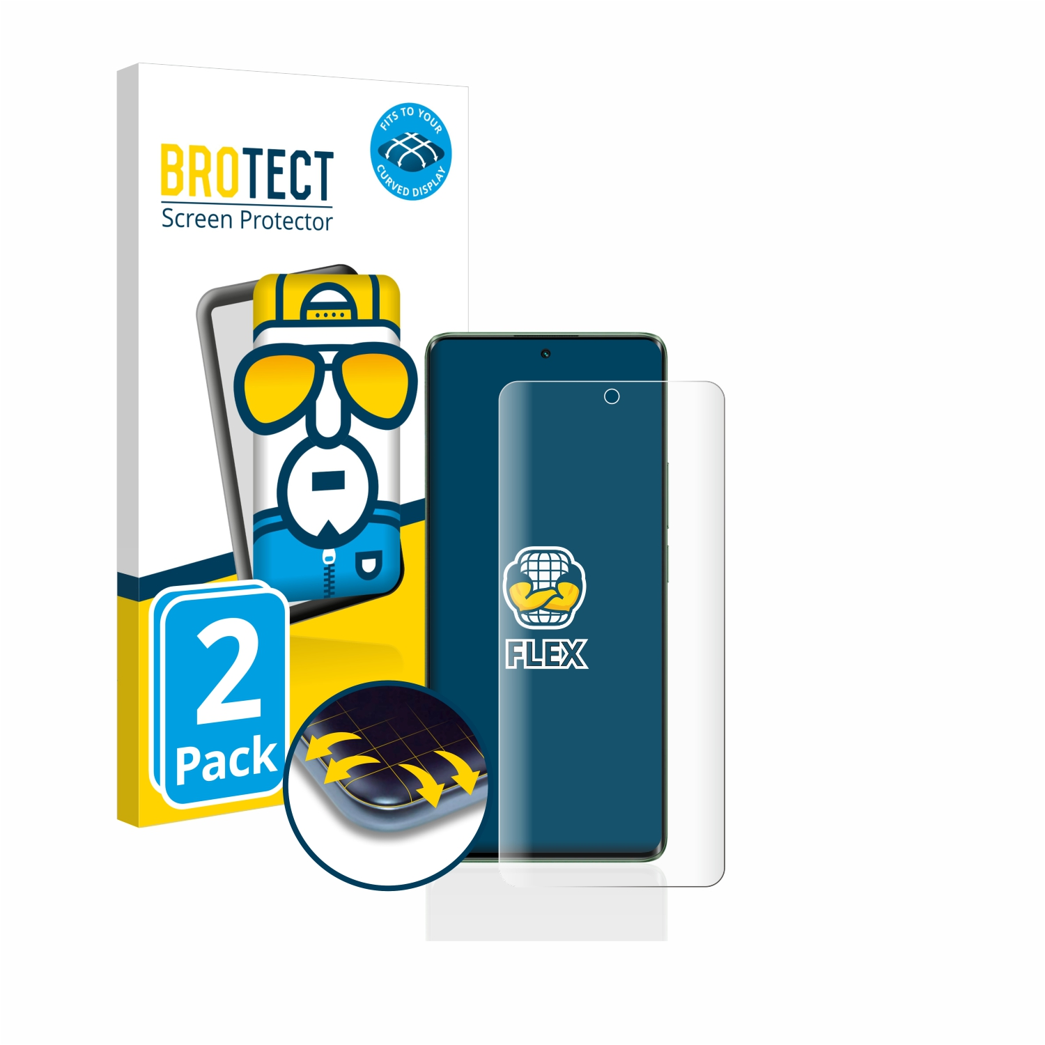 BROTECT 2x Flex Pro) 11 3D Schutzfolie(für realme Curved Full-Cover