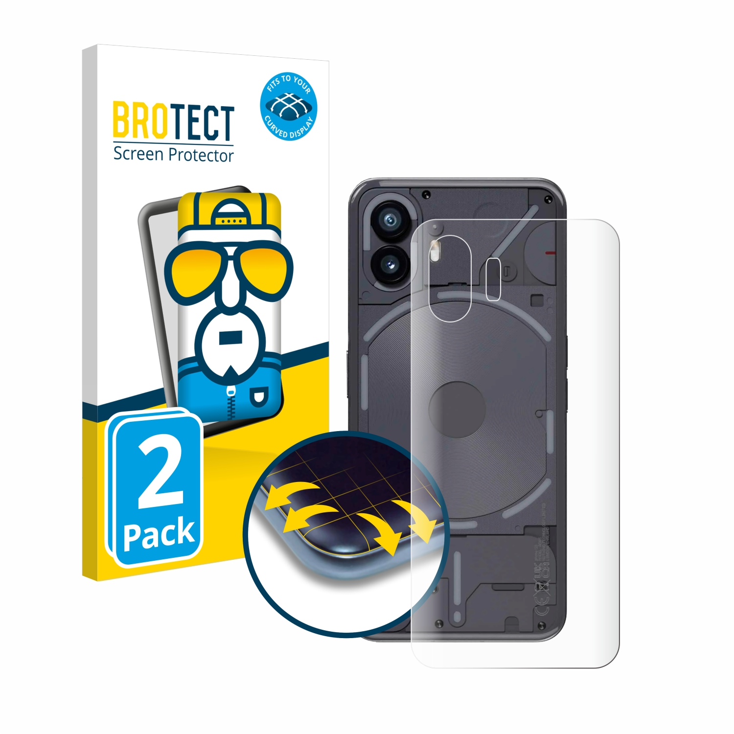 BROTECT 2x Flex Full-Cover 3D Schutzfolie(für Phone Nothing (2)) Curved