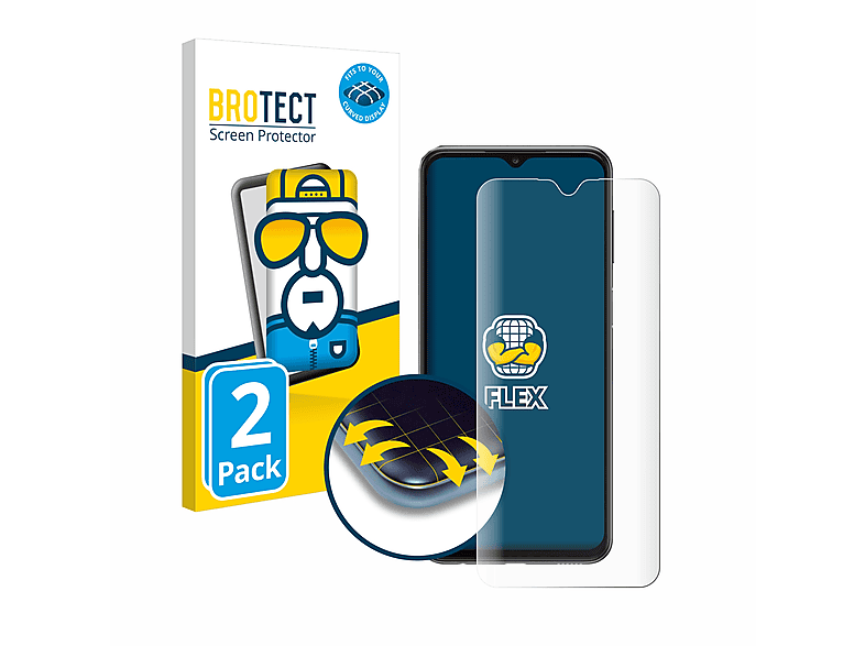 BROTECT 2x Flex Full-Cover Galaxy 3D Schutzfolie(für Samsung A23 Curved 5G)