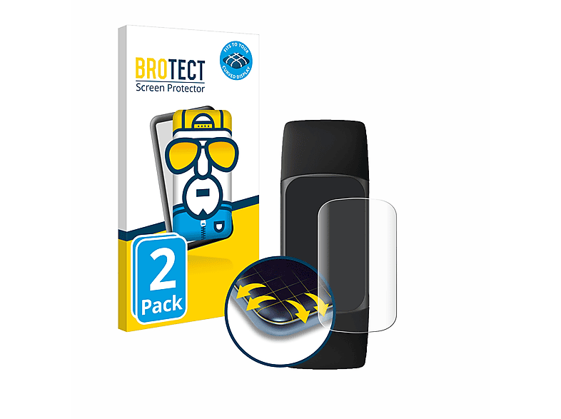 BROTECT 2x Schutzfolie(für Flex Curved Fitbit Charge 3D Full-Cover 5)