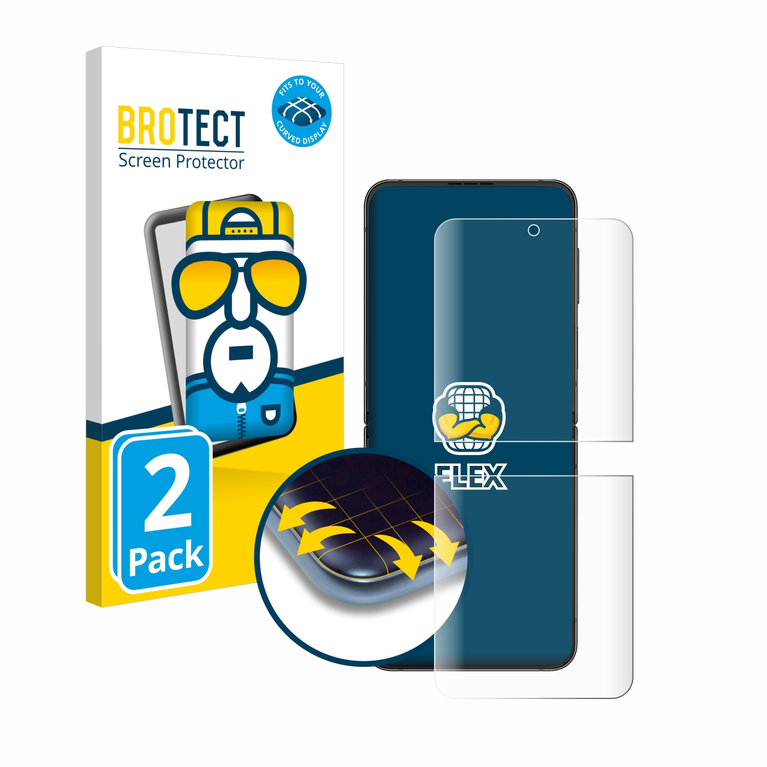 BROTECT 2x Flex Full-Cover 3D Curved Z Flip Schutzfolie(für Galaxy Samsung 4)