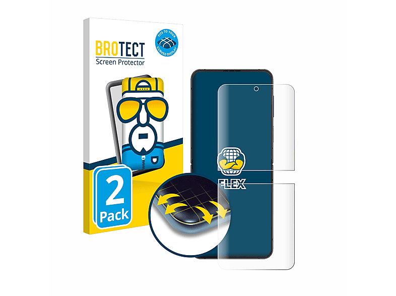 BROTECT 2x Flex Full-Cover 3D Curved Schutzfolie(für Samsung Galaxy Z Flip 4)