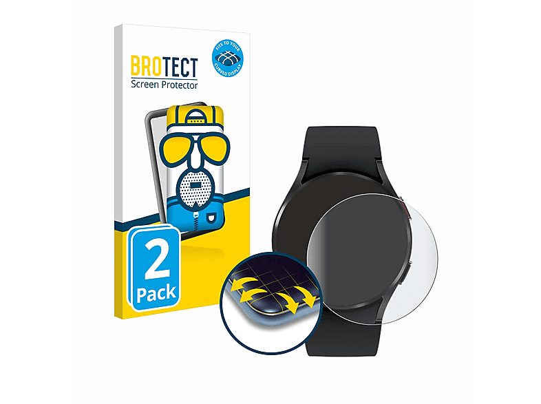 BROTECT 2x Flex matt Full-Cover 3D Curved Schutzfolie(für Samsung Galaxy Watch 4 (40mm))