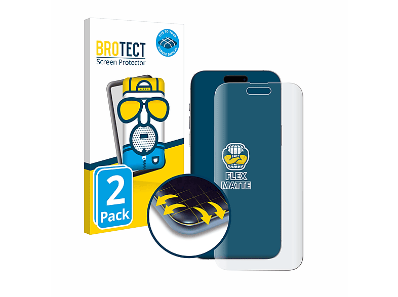 BROTECT 2x Flex matt Full-Cover 3D Curved Schutzfolie(für Apple iPhone 14 Pro Max) | Displayschutzfolien & Gläser