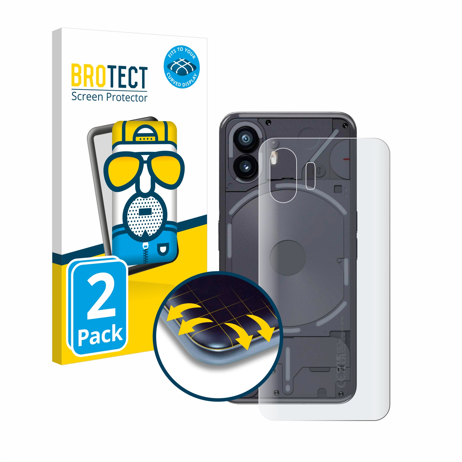 2x Phone Curved BROTECT matt 3D Nothing Schutzfolie(für Flex (2)) Full-Cover