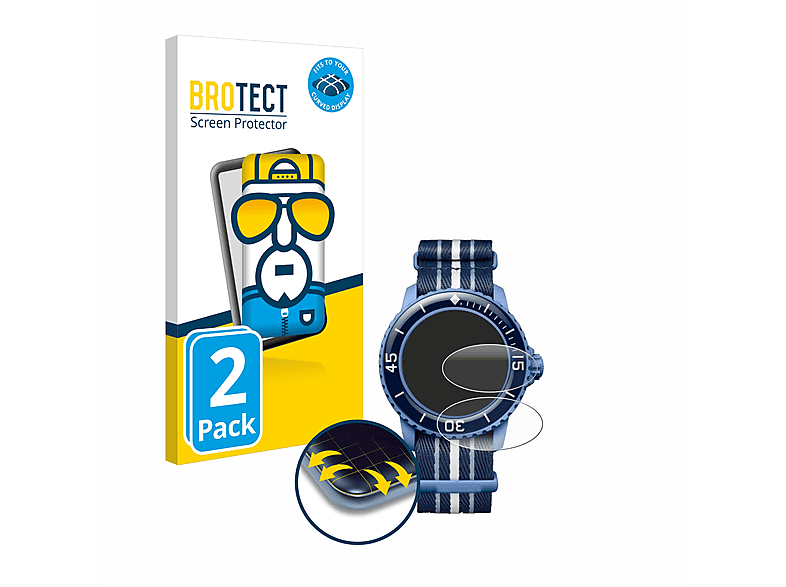 BROTECT 2x Flex Full-Cover 3D Curved Schutzfolie(für Blancpain x Swatch Scuba Fifty Fathoms) | Smartwatch Schutzfolien & Gläser