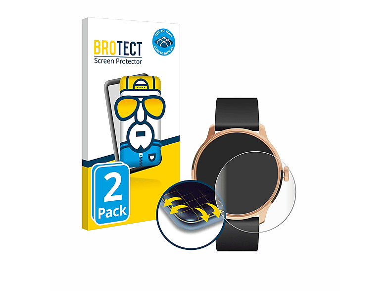 BROTECT 2x Flex Full-Cover 3D Schutzfolie(für Light) Withings ScanWatch Curved