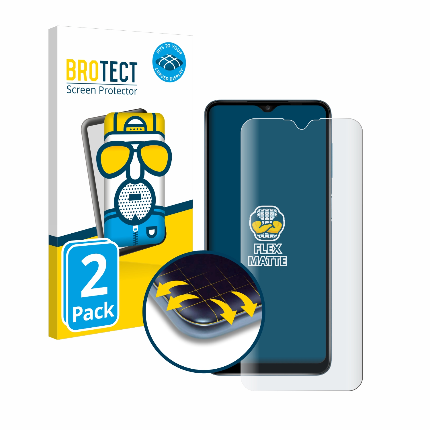 BROTECT 2x Flex matt Full-Cover Galaxy Samsung Curved A12) 3D Schutzfolie(für