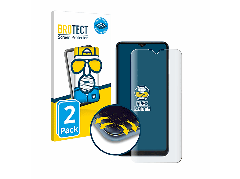 BROTECT 2x Flex matt Full-Cover 3D Curved Schutzfolie(für Samsung Galaxy A12)