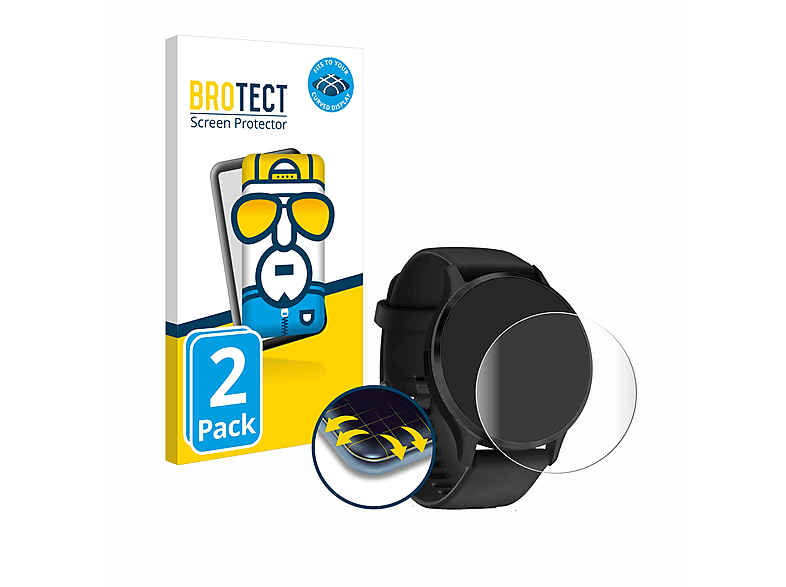 BROTECT 2x Flex Fullscreen 3D Curved Schutzfolie (für Garmin Venu 3)