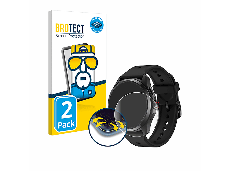 BROTECT 2x Flex Full-Cover 3D Curved Schutzfolie(für Mobvoi TicWatch Pro 5) | Smartwatch Schutzfolien & Gläser