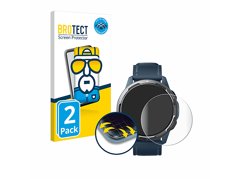 BROTECT 2x Flex Fullscreen 3D Curved Schutzfolie (für Xiaomi Watch S1 Active)