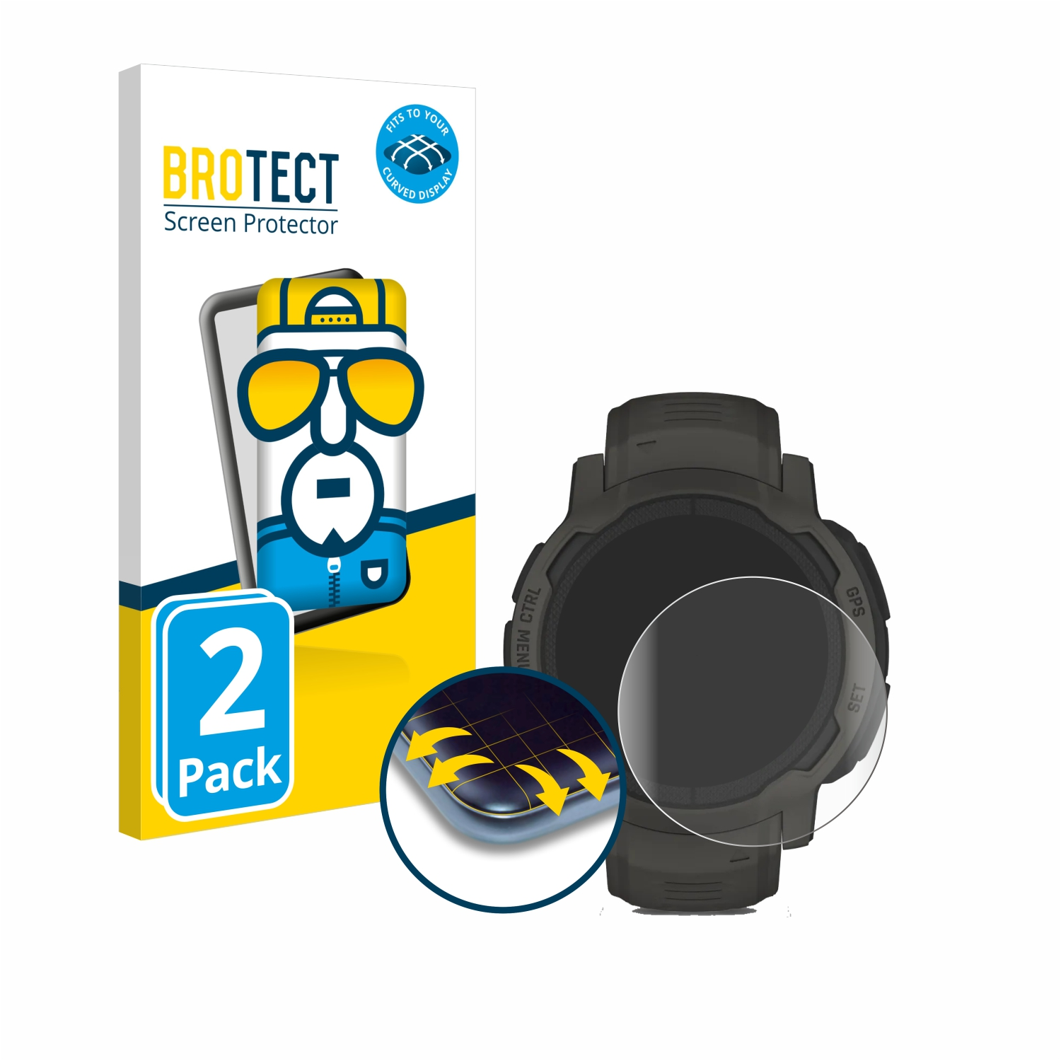 BROTECT 2x Instinct Full-Cover 3D Solar) Flex 2 Schutzfolie(für Curved Garmin