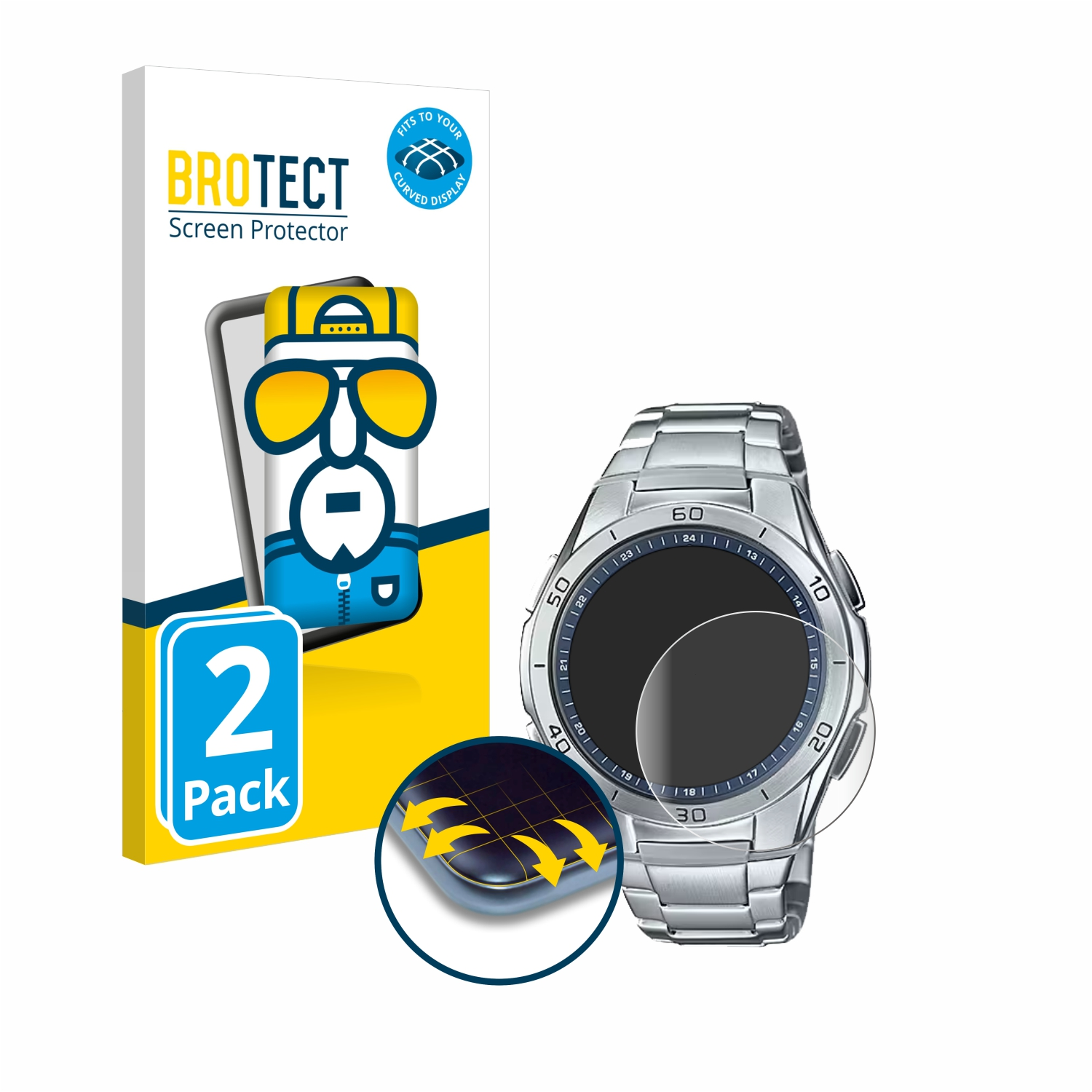 BROTECT 2x Full-Cover Displayschutzfolie Für Casio WVA-M650D-2A – 3D Gebogen, Kratzselbstheilend, Kristallklar