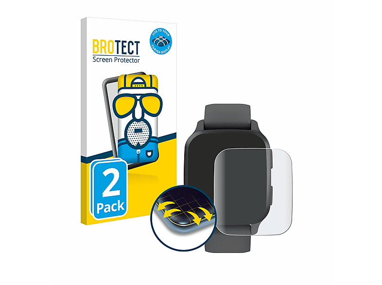 BROTECT 2x Flex matt Fullscreen 3D Curved Schutzfolie (für Garmin Venu Sq 2)